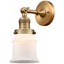 Franklin Restoration Small Canton 5" Brushed Brass Sconce w/ White Sha