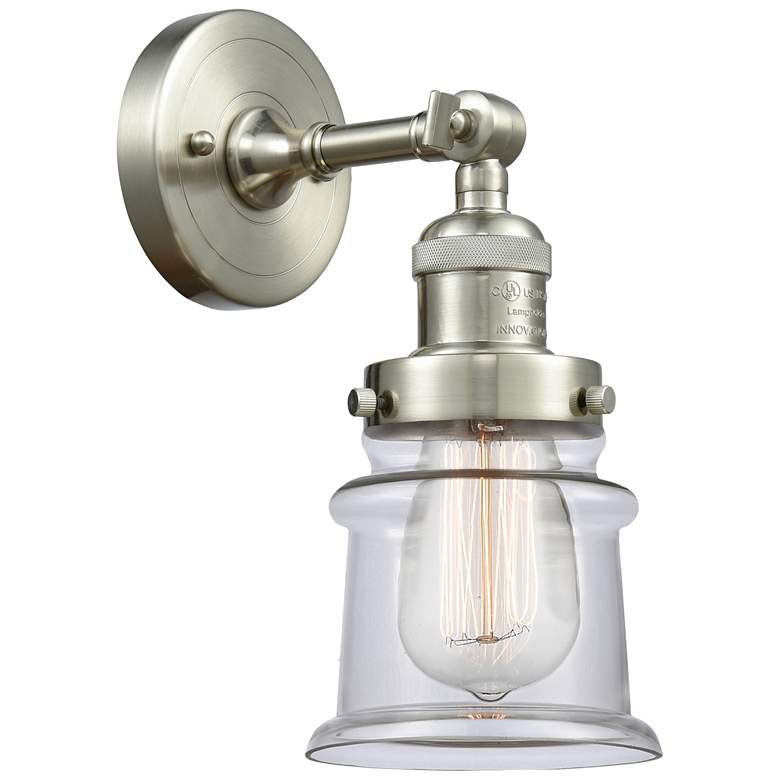 Image 1 Franklin Restoration Small Canton 5" Brushed Nickel Sconce w/ Clear Sh