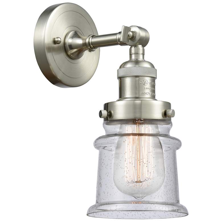 Image 1 Franklin Restoration Small Canton 5" Brushed Nickel Sconce w/ Seedy Sh