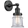 Franklin Restoration Small Canton 5" Matte Black Sconce w/ Clear Shade