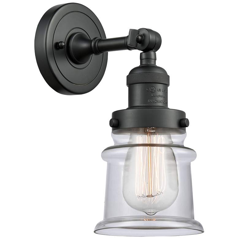 Image 1 Franklin Restoration Small Canton 5" Matte Black Sconce w/ Clear Shade