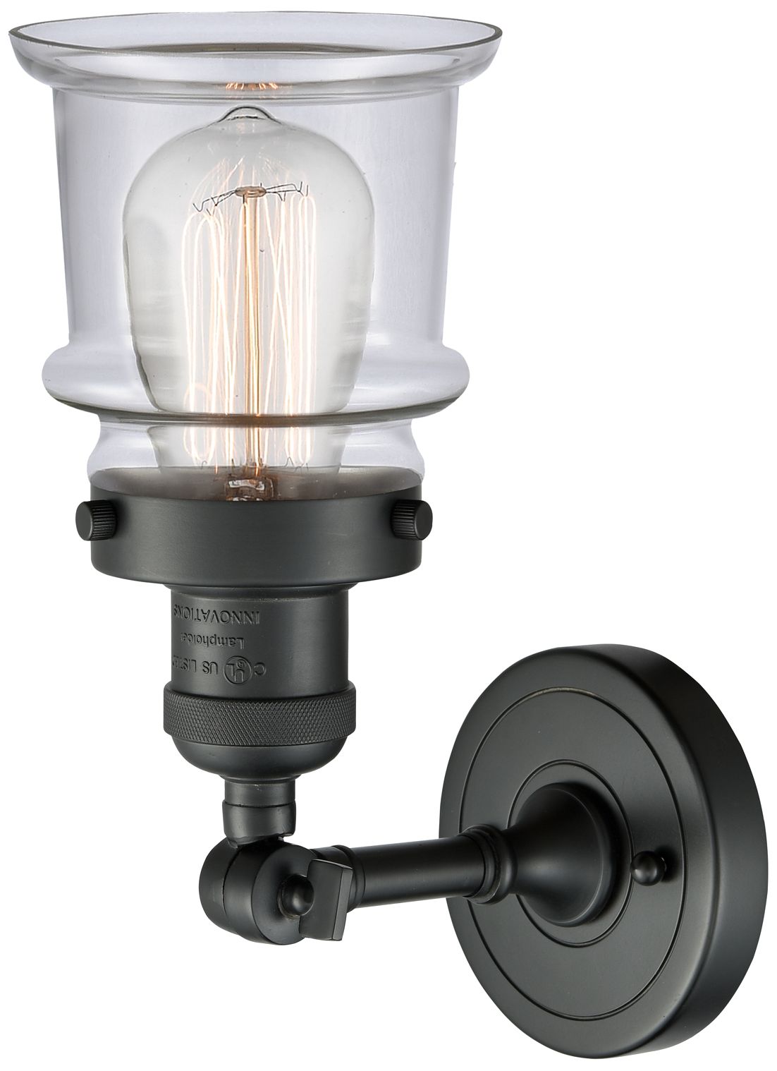 Image 2 Franklin Restoration Small Canton 5" Matte Black Sconce w/ Clear Shade more views