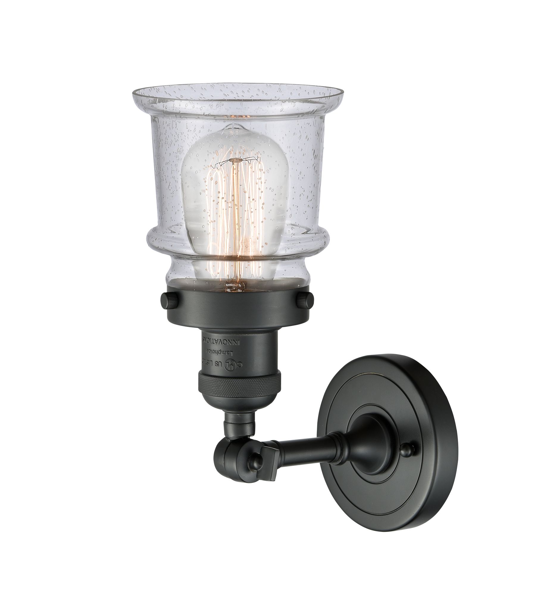 Image 2 Franklin Restoration Small Canton 5" Matte Black Sconce w/ Seedy Shade more views