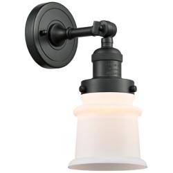 Franklin Restoration Small Canton 5" Matte Black Sconce w/ White Shade