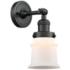 Franklin Restoration Small Canton 5" Matte Black Sconce w/ White Shade