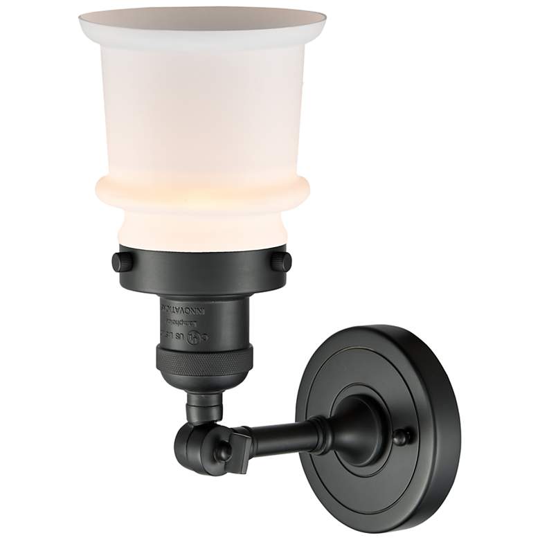 Image 3 Franklin Restoration Small Canton 5" Matte Black Sconce w/ White Shade more views