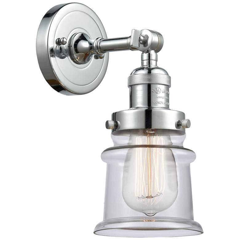 Image 1 Franklin Restoration Small Canton 5" Polished Chrome Sconce w/ Clear S