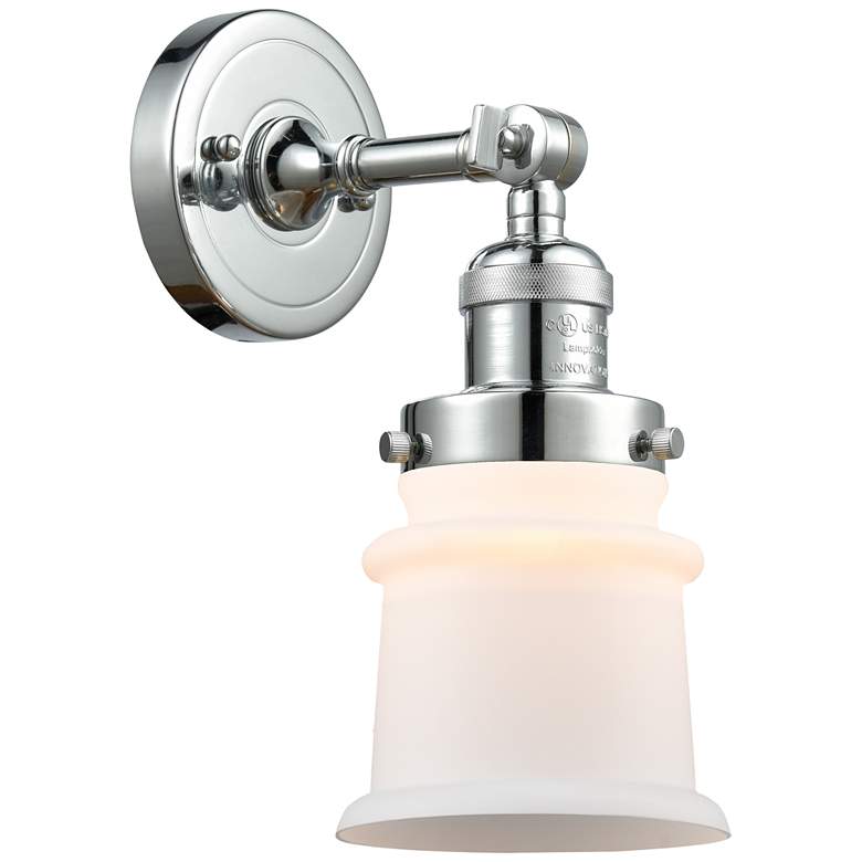 Image 1 Franklin Restoration Small Canton 5" Polished Chrome Sconce w/ White S