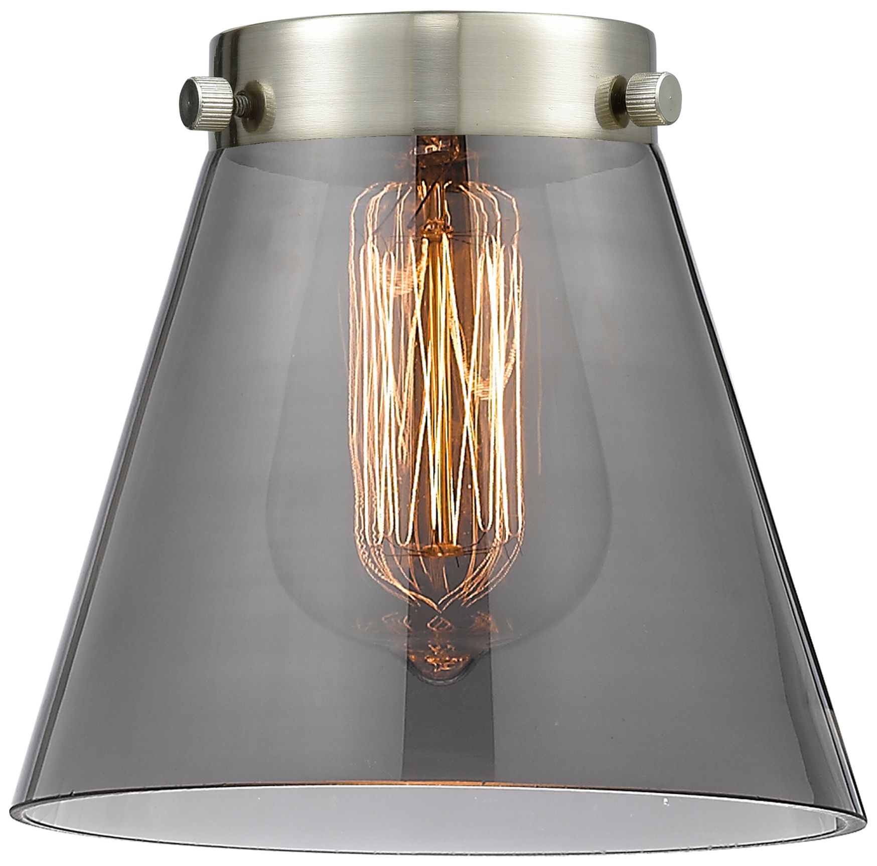 Image 5 Franklin Restoration Small Cone 6" Brushed Brass Sconce w/ Smoke Shade more views