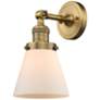 Franklin Restoration Small Cone 6" Brushed Brass Sconce w/ White Shade