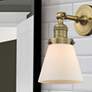 1_Franklin Restoration Small Cone 6" Brushed Brass Sconce w/ White Shade