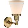 3_Franklin Restoration Small Cone 6" Brushed Brass Sconce w/ White Shade more views