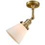 6_Franklin Restoration Small Cone 6" Brushed Brass Sconce w/ White Shade more views