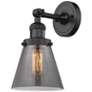 Franklin Restoration Small Cone 6" Matte Black Sconce w/ Plated Smoke