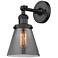 Franklin Restoration Small Cone 6" Matte Black Sconce w/ Plated Smoke