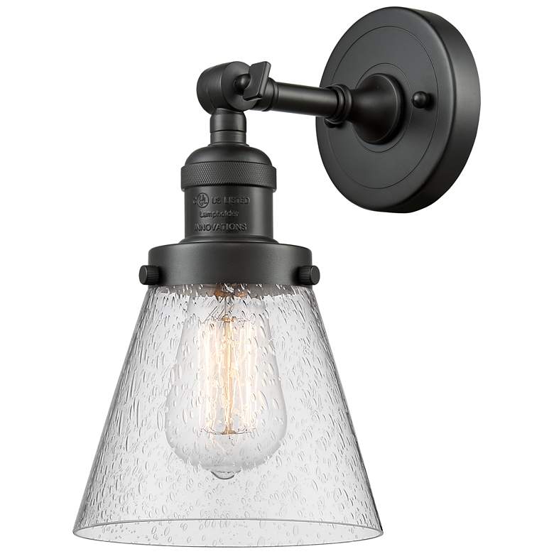 Image 1 Franklin Restoration Small Cone 6" Oil Rubbed Bronze Sconce w/ Seedy S