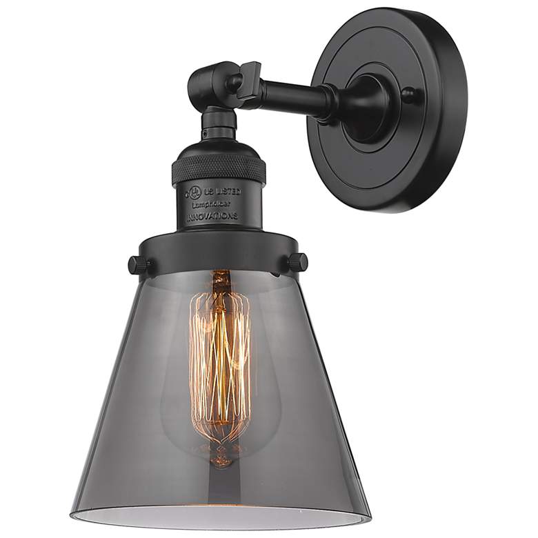 Image 1 Franklin Restoration Small Cone 6 inch Oil Rubbed Bronze Sconce w/ Smoke S