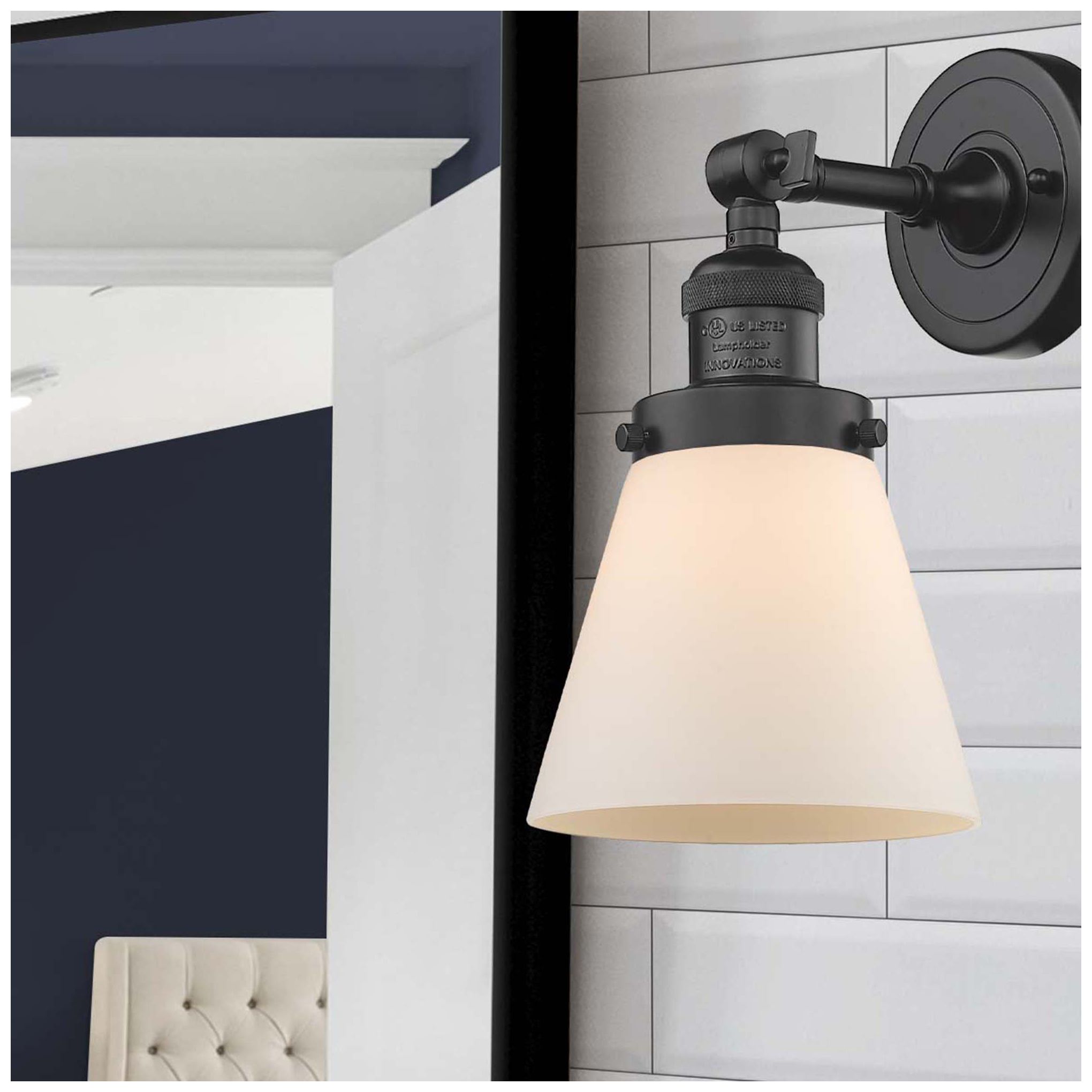Image 7 Franklin Restoration Small Cone 6" Oil Rubbed Bronze Sconce w/ White S more views
