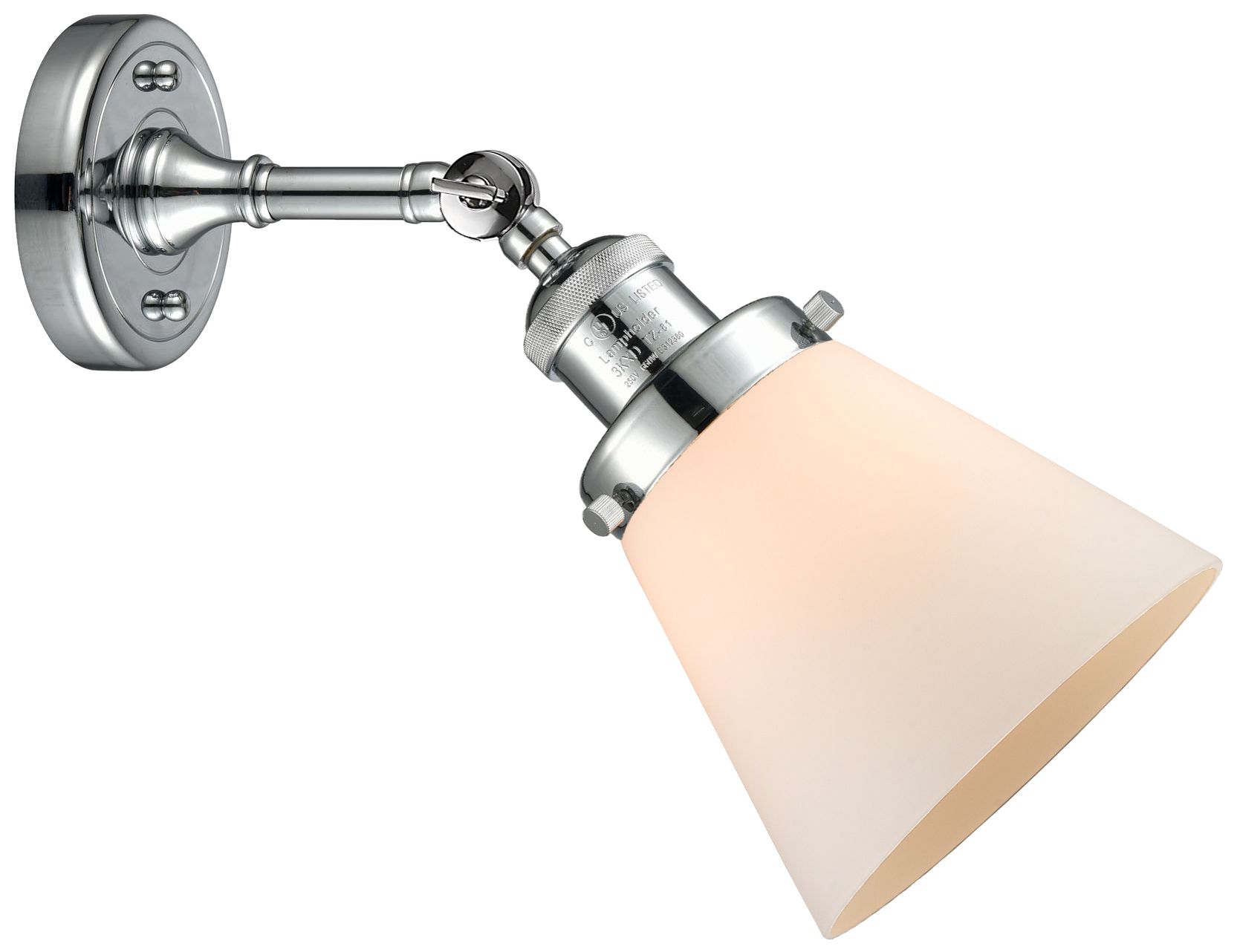 Image 4 Franklin Restoration Small Cone 6" Polished Chrome Sconce w/ White Sha more views