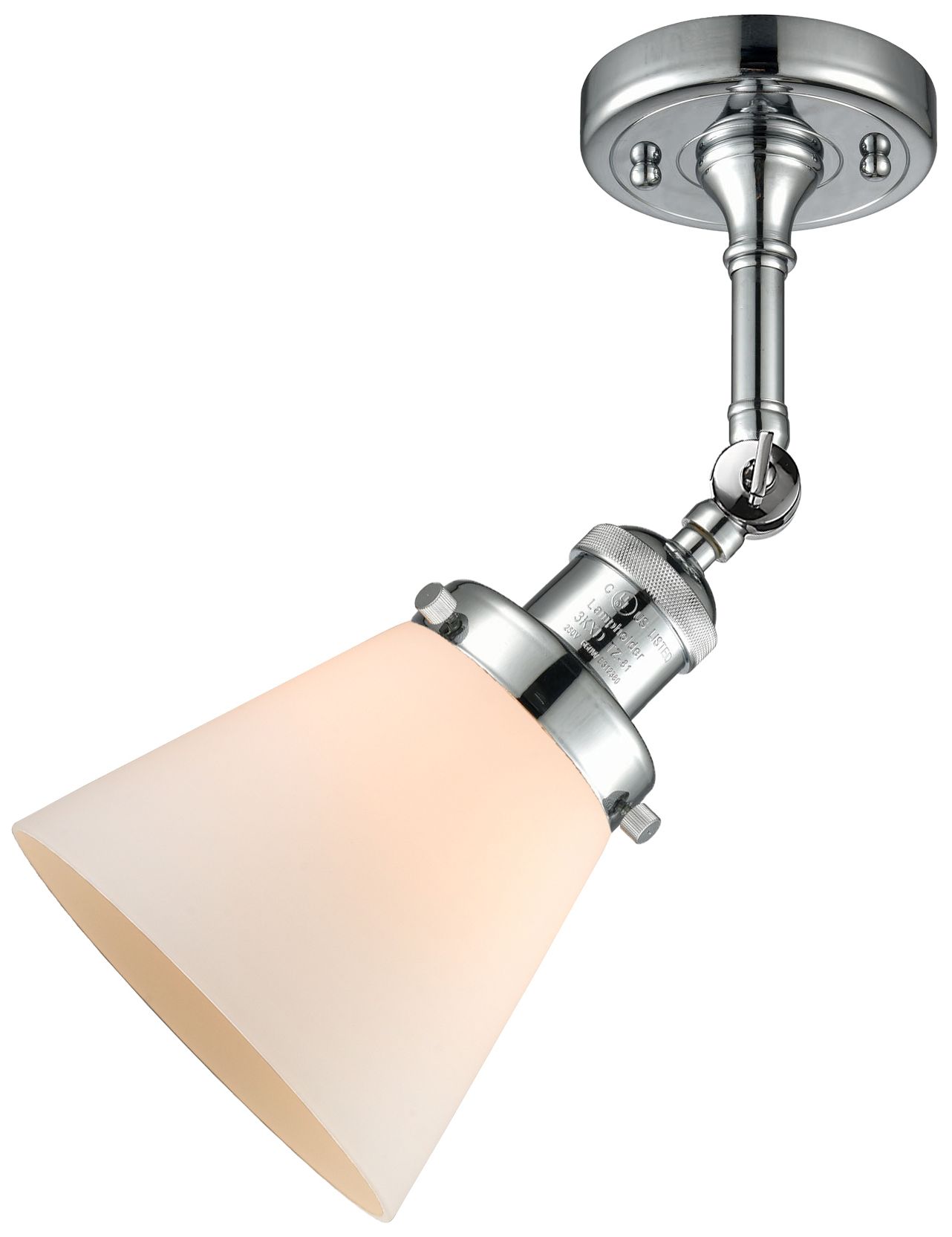 Image 6 Franklin Restoration Small Cone 6" Polished Chrome Sconce w/ White Sha more views