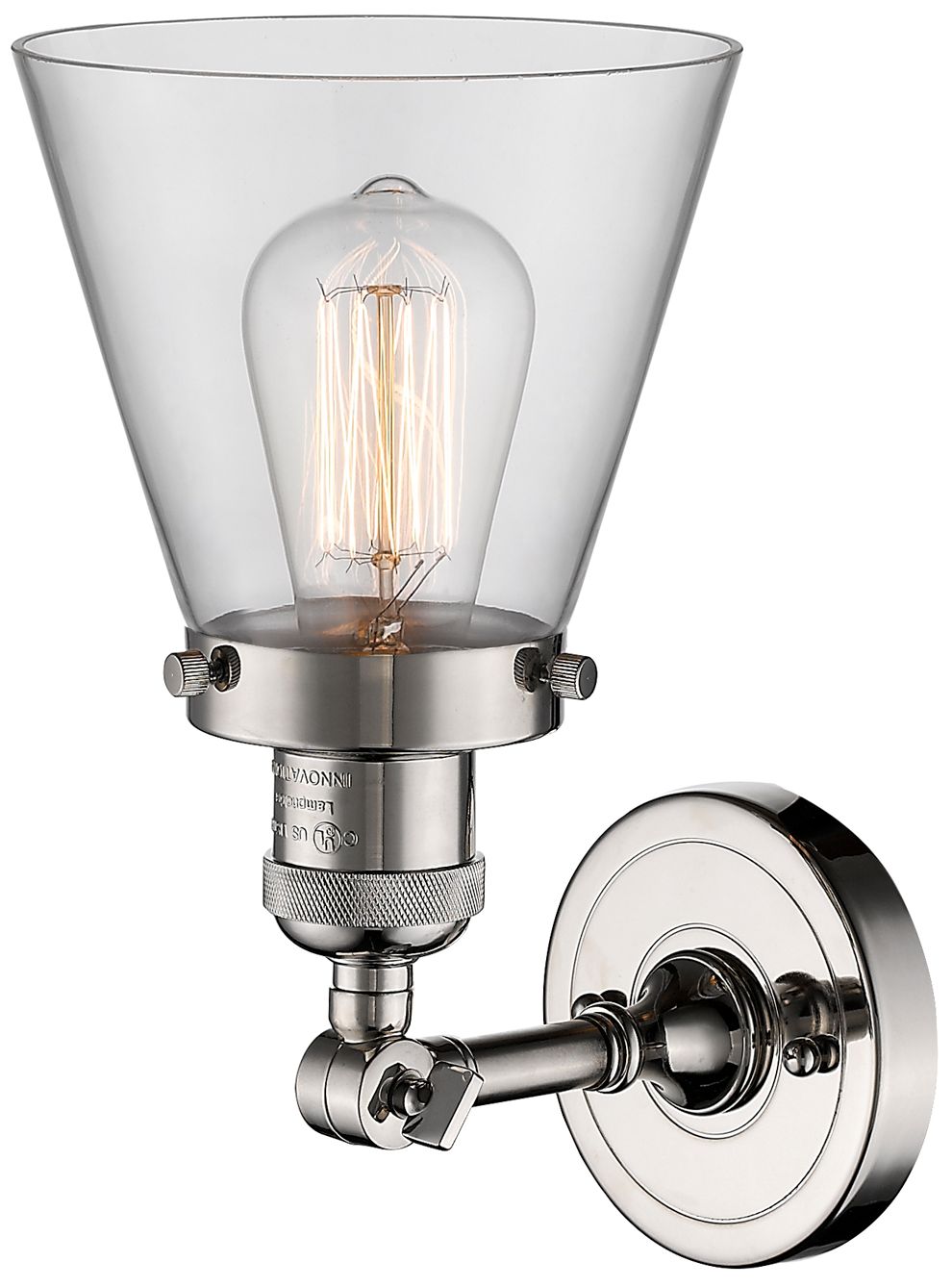 Image 3 Franklin Restoration Small Cone 6" Polished Nickel Sconce w/ Clear Sha more views