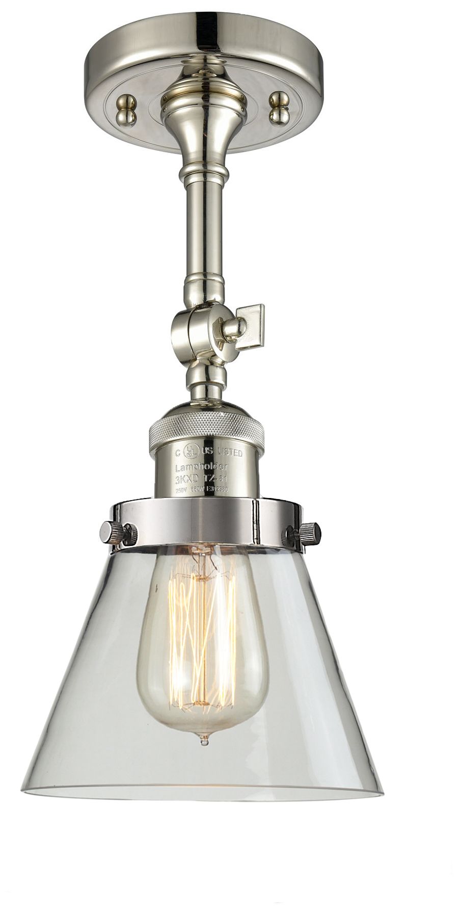 Image 5 Franklin Restoration Small Cone 6" Polished Nickel Sconce w/ Clear Sha more views