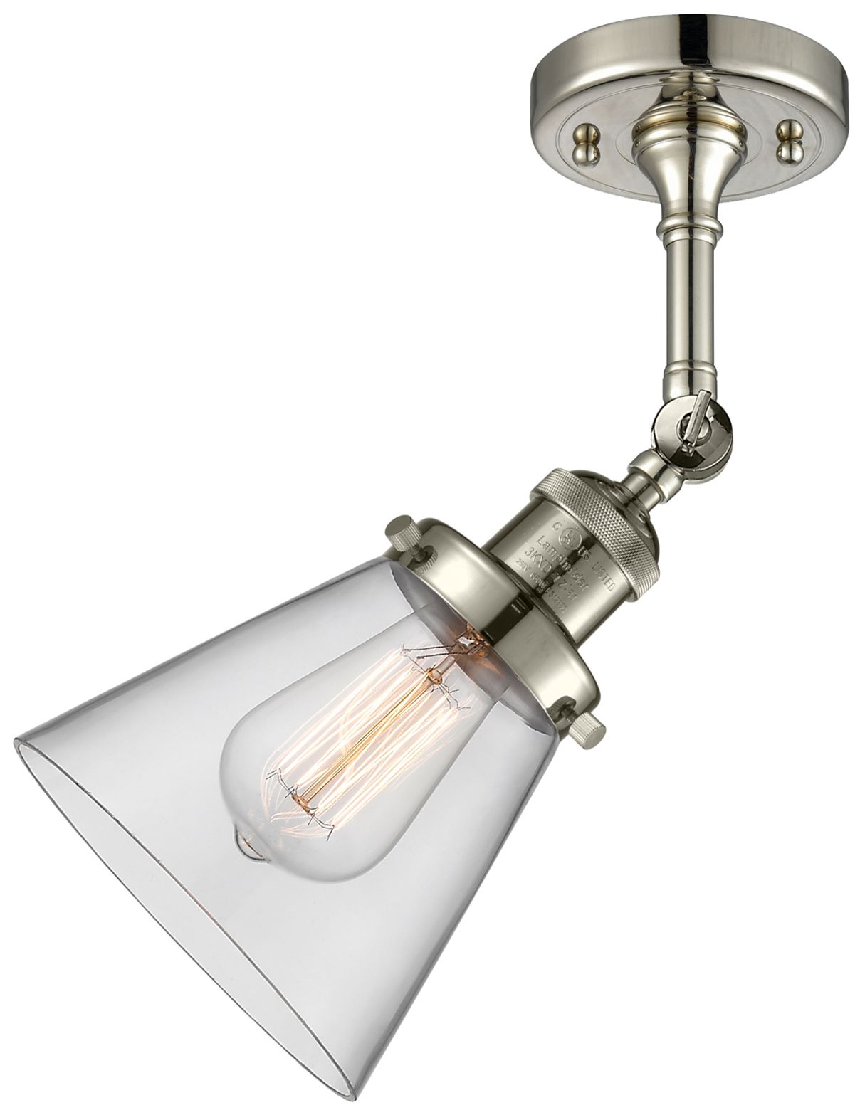 Image 6 Franklin Restoration Small Cone 6" Polished Nickel Sconce w/ Clear Sha more views