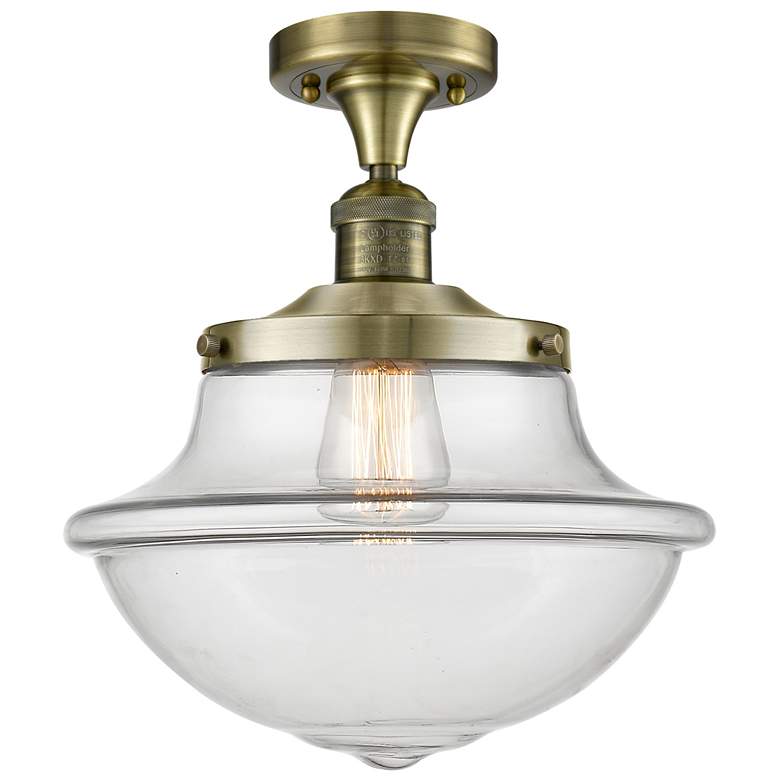 Image 1 Franklin Restoration Small Oxford 12" Brass Semi Flush w/ Clear Shade