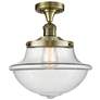 Franklin Restoration Small Oxford 12" Brass Semi Flush w/ Clear Shade