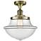 Franklin Restoration Small Oxford 12" Brass Semi Flush w/ Clear Shade