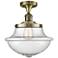 Franklin Restoration Small Oxford 12" Brass Semi Flush w/ Seedy Shade