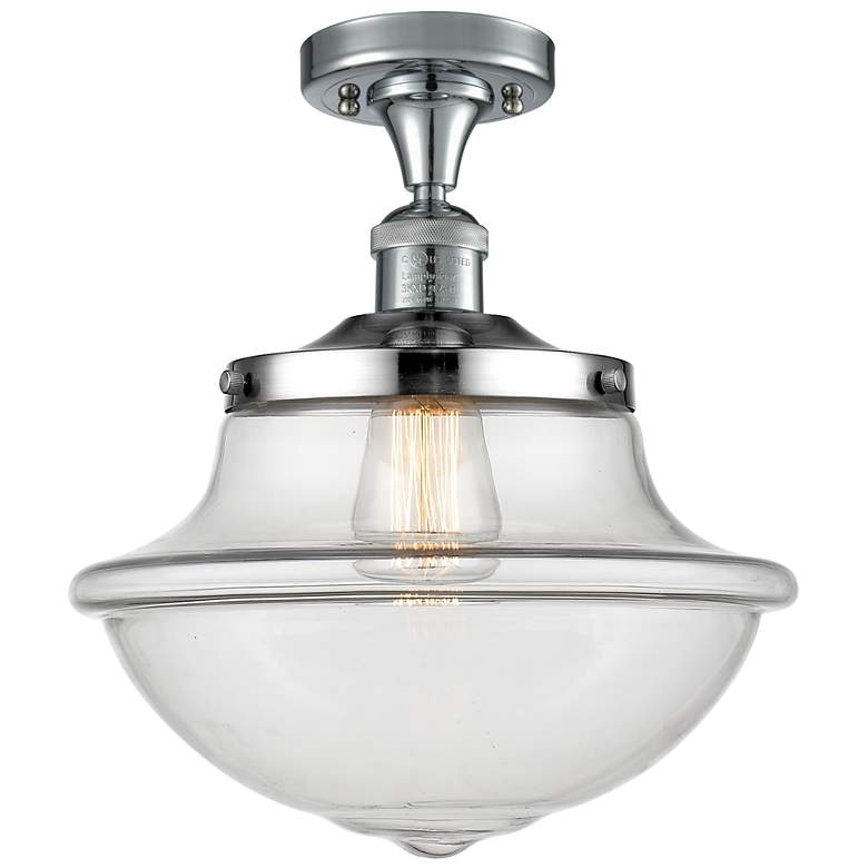 Image 1 Franklin Restoration Small Oxford 12" Chrome Semi Flush w/ Clear Shade