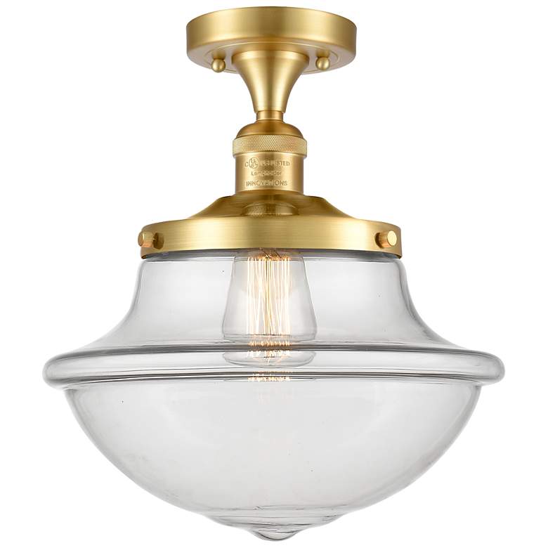Image 1 Franklin Restoration Small Oxford 12" Gold Semi Flush Mount w/ Clear S