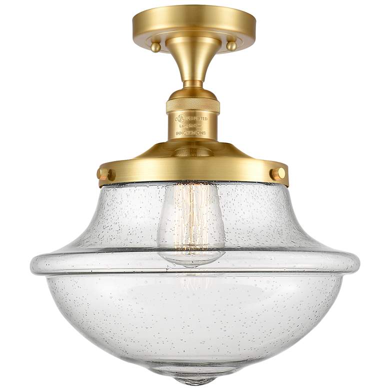 Image 1 Franklin Restoration Small Oxford 12" Gold Semi Flush Mount w/ Seedy S