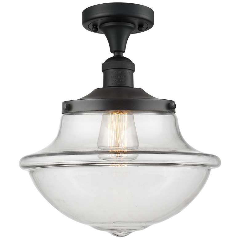 Image 1 Franklin Restoration Small Oxford 12" Matte Black Semi Flush w/ Clear