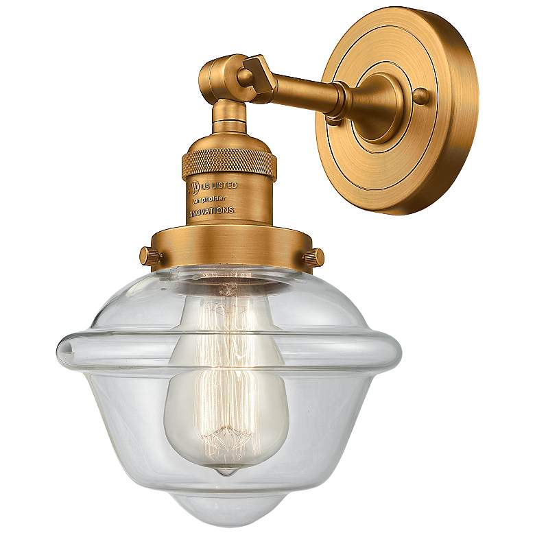 Image 1 Franklin Restoration Small Oxford 8" Brushed Brass Sconce w/ Clear Sha