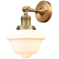 Franklin Restoration Small Oxford 8" Brushed Brass Sconce w/ White Sha