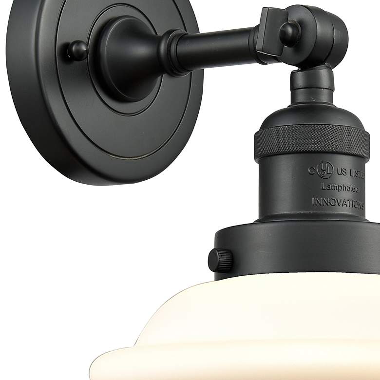 Image 2 Franklin Restoration Small Oxford 8" Matte Black Sconce w/ White Shade more views