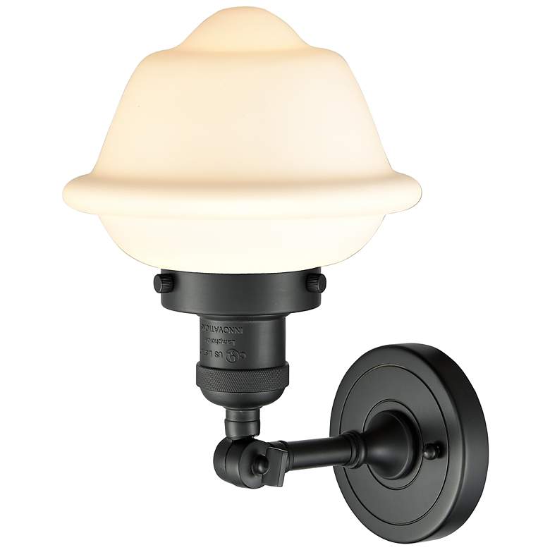 Image 3 Franklin Restoration Small Oxford 8" Matte Black Sconce w/ White Shade more views