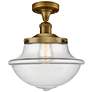 Franklin Small Oxford 12" Brushed Brass Semi Flush w/ Clear Shade