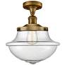 Franklin Small Oxford 12" Brushed Brass Semi Flush w/ Seedy Shade