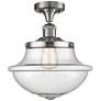Franklin Small Oxford 12" Brushed Nickel Semi Flush w/ Seedy Shade