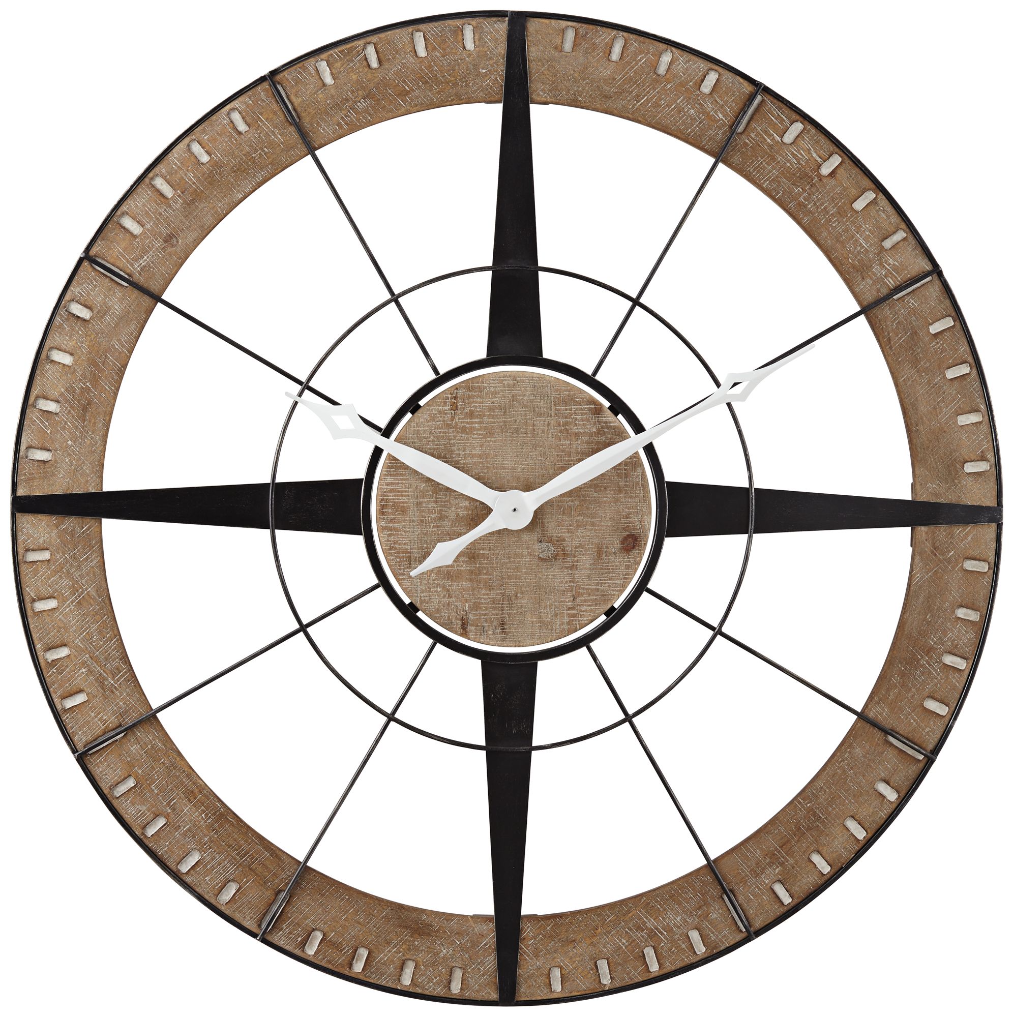 Image 2 Franklin Starboard 36 1/2" Black Brown Rustic Compass Wall Clock