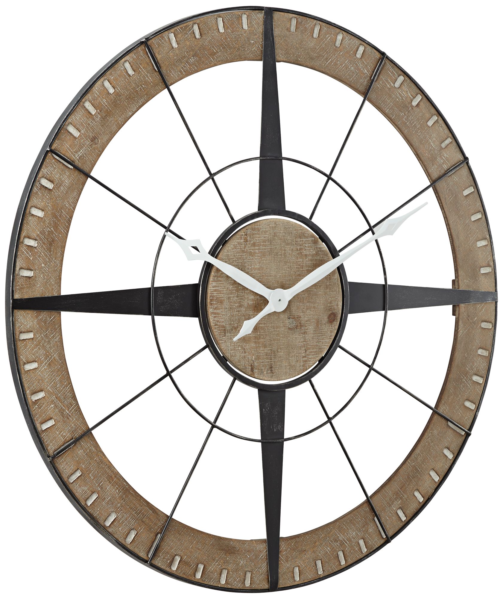 Image 4 Franklin Starboard 36 1/2" Black Brown Rustic Compass Wall Clock more views