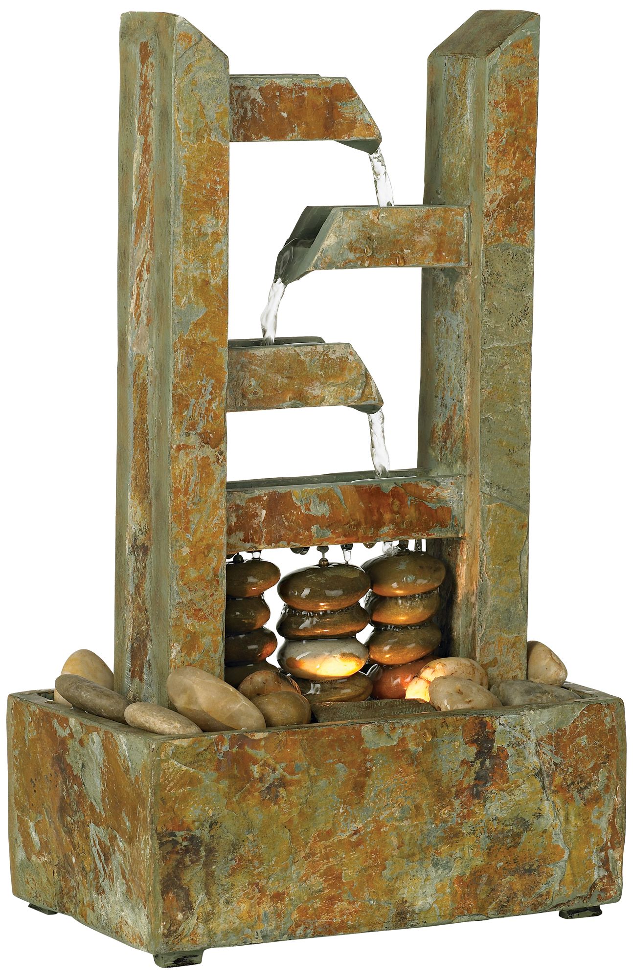 Image 3 Franklin Zigzag Zen 17 1/4" Lighted Slate Stone Table Fountain