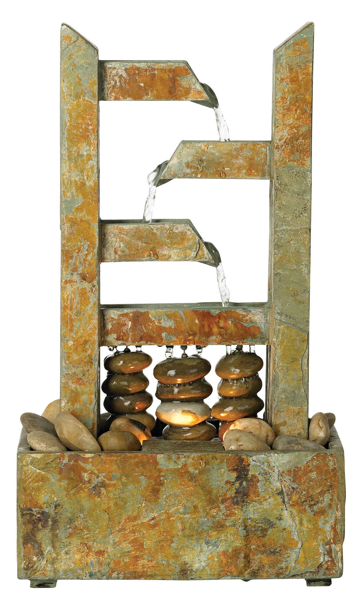 Image 4 Franklin Zigzag Zen 17 1/4" Lighted Slate Stone Table Fountain more views