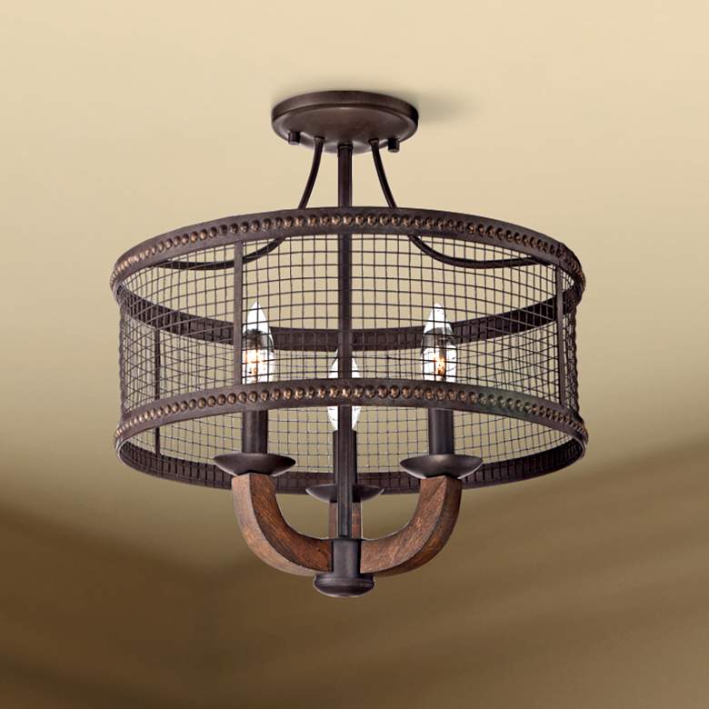 Image 1 Frankton Industrial 16" Wide Bronze Ceiling Light
