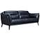 Franz 88" Wide Blue Leather and Black Legs Sofa