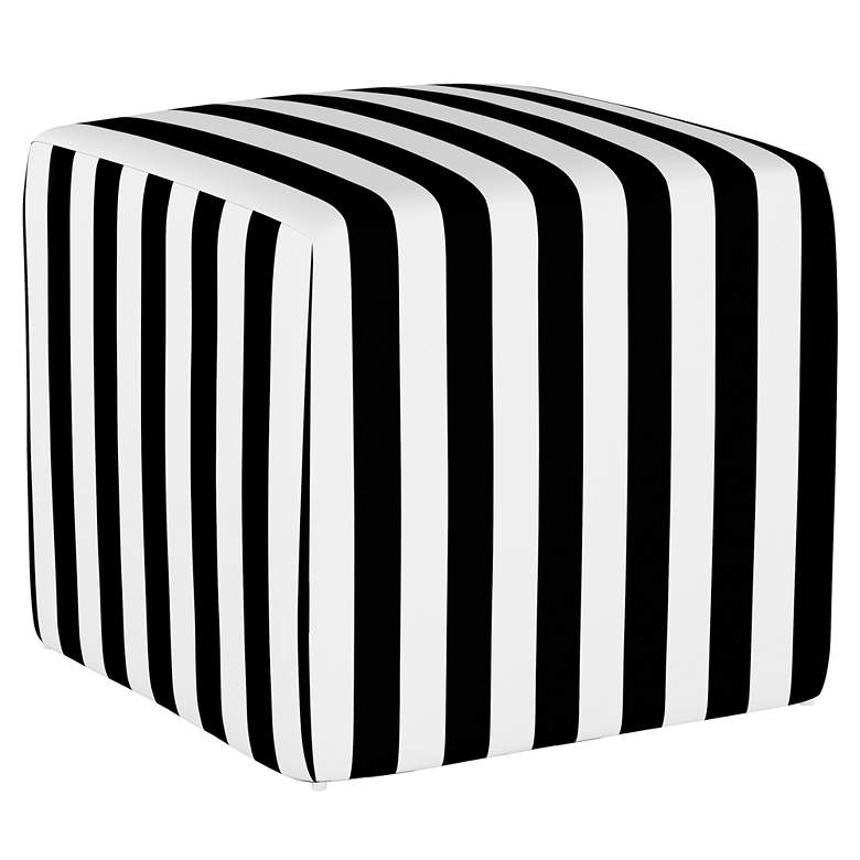 Image 2 Franzen Canopy Stripe Black and White Square Cube Ottoman more views