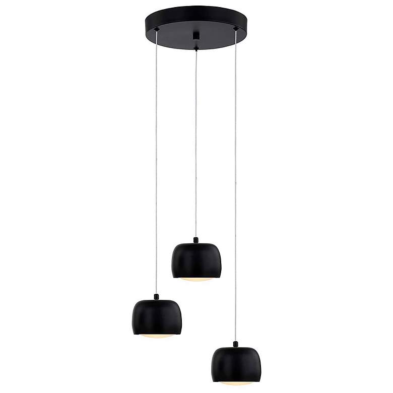 Image 1 Frascati 11.75" Wide 3.Light Matte Black Round LED Multi-Pendant